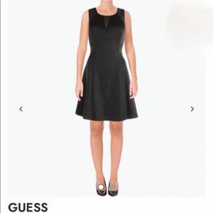 Guess Laser-Cut Illusion Sleeveless Dress, Black, Size 2, Audrey Hepburn